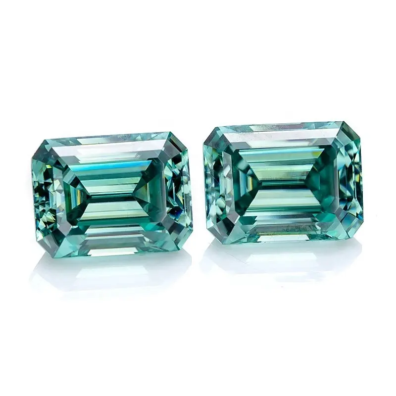 LLXYW Clear Green Em Moissanite Natural Color Real Moissanite Stone Em Cut Pass Test Moissanite Loose Stone Gemstone DIY Stones Fine Jewelry Wholesale