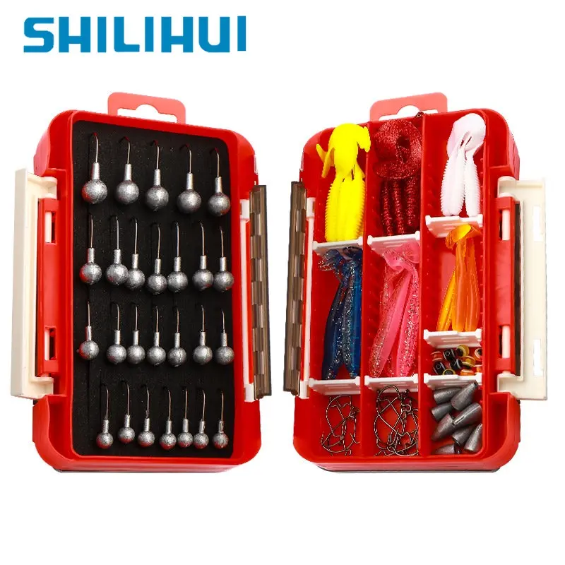83pcs Texas Rig Full Set Silicone Soft Bait Fishing Hook Bullet-shaped Stainless Steel Brass Sinker Bead Set Set Bait Set Fishing Lures
