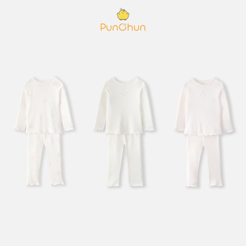   PUNCHUN X KOC  Bộ quần áo dài tay cổ tròn dáng ôm Tea chất liệu cotton tăm AW25 