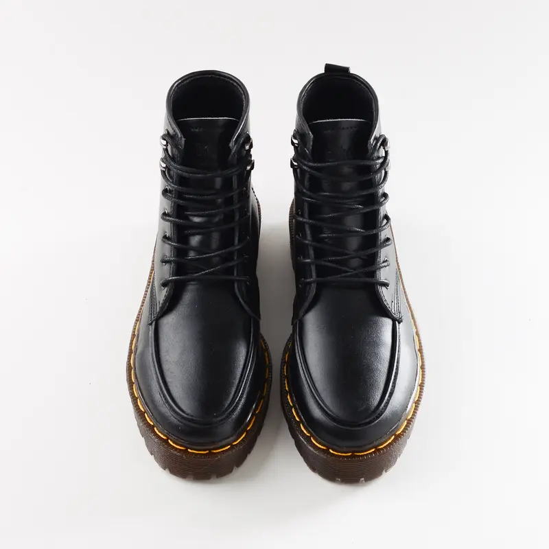 Sepatu Docmart Wanita Boots Kulit Bros Up Hitam Shoes sepatukarnaval cewek 6