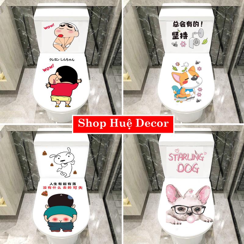 Miếng dán trang trí bồn cầu toilet thỏ hồng huệ decor chất liệu Vinyl chống nước Decal DECAL TOILET