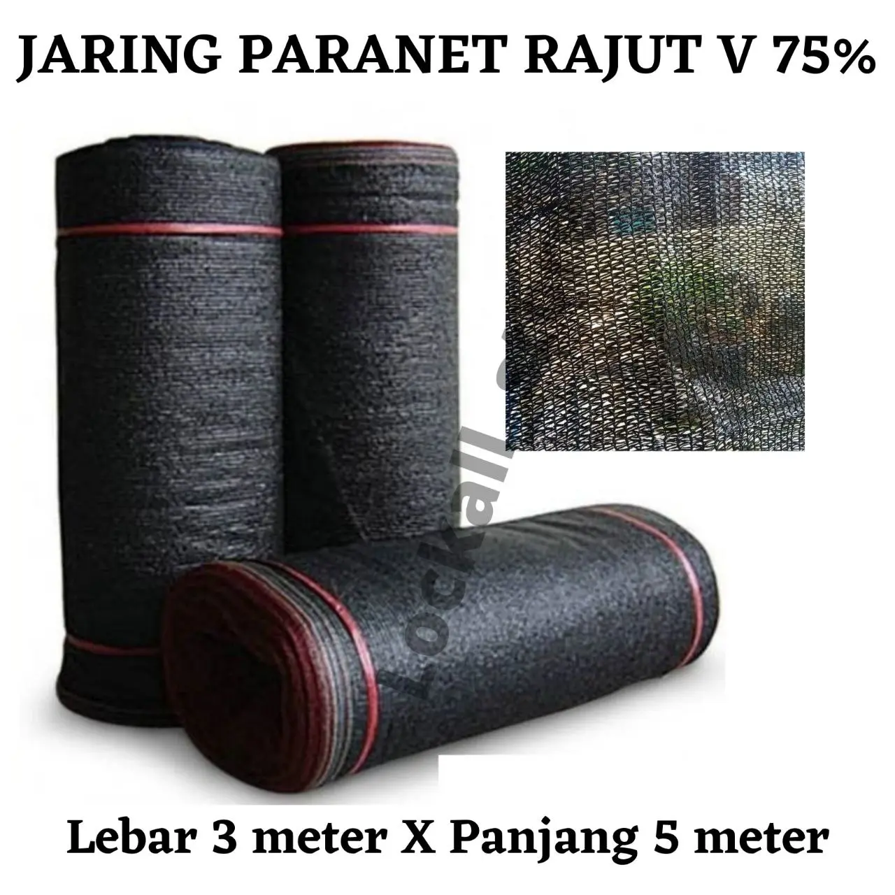 Jaring Paranet 75% Rajut v Lebar 3 Meter Panjang 5 Meter Hitam Polos Belum Ada List Pinggir