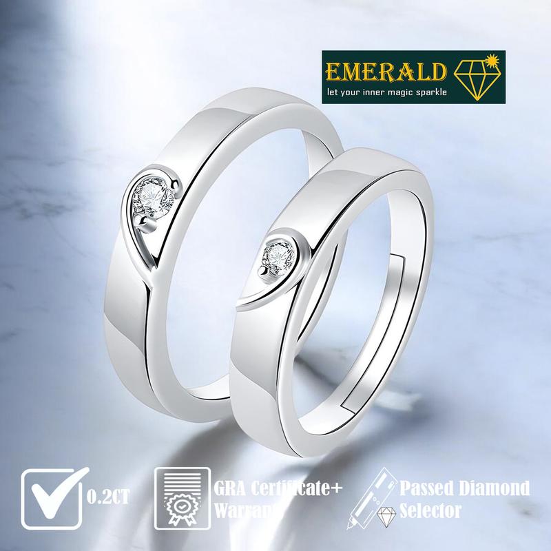 Emerald Jewelry - 0.2CT Cincin Silver 925 Lapis Emas 18K - Ring Moissanite Perhiasan Wanita Maddie 2