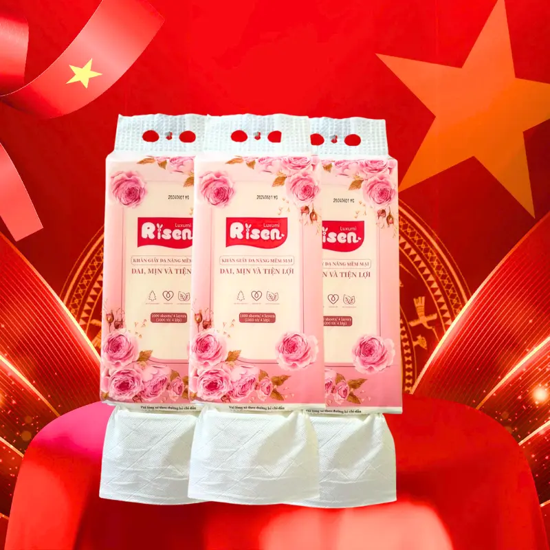 Giấy treo tường Risen làm từ bột gỗ nguyên tự nhiên 4 lớp dày dặn (Tặng Kèm Móc Treo) Giấy Vệ Sinh - Risen Việt Nam