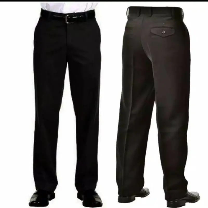CELANA PANJANG PRIA dewasa BAHAN TEFLON MODEL REGULER FIT Cream Hitam Formal  Kain Kerja Polos Kantor Kantong Dalam Nyaman celana Standar non Slimfit dinas laki 1