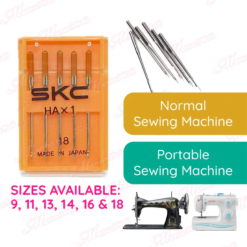 5pcs Japan SKC HAX1 Sewing Machine Needles Jarum Mesin Jahit Biasa & Portable Size 9, 11, 13, 14, 16 & 18
