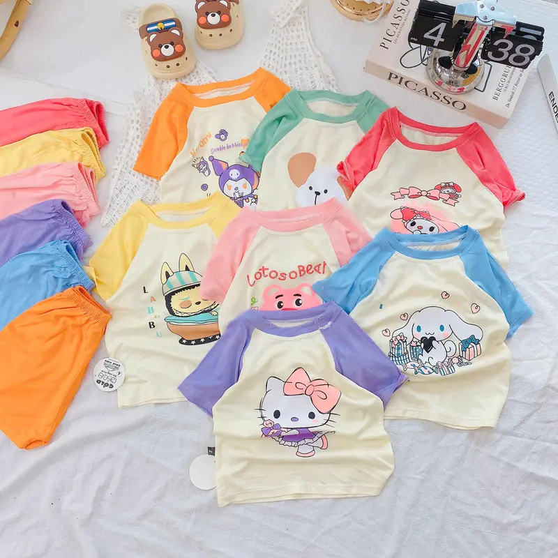 04 Bộ Thun lạnh cho bé trai bé gái size từ 7-15kg  màu ngẫu nhiên (Theo những bảng màu e đã ghim, mẹ nào thích lấy bảng màu nào thì nhắn tin cho shop) Áo Thun 6