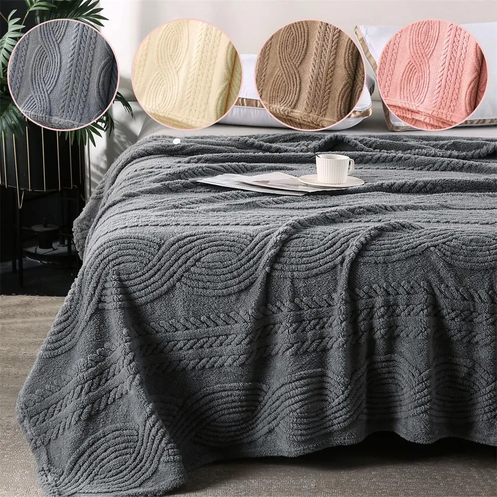 3D Jacquard Throw Blanket, 1 Count Soft Comfortable Warm Sofa Blanket, Air Conditioning Blanket Suitable for Sofa, Bed, Office, Camping, Travel