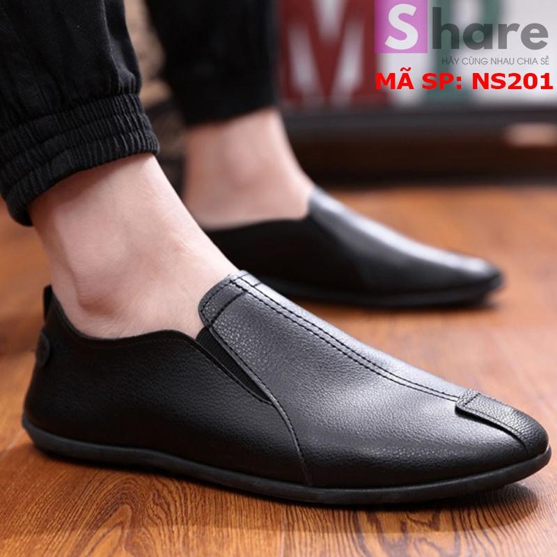 TẶNG TẤT LƯỜI CAO CẤP - Giày Lười Nam Hàn Quốc Màu Đen