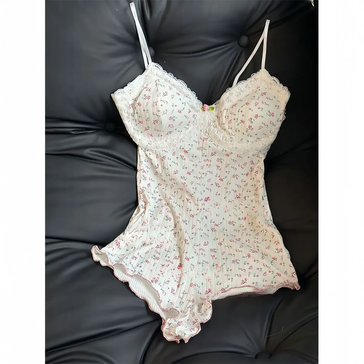 Sexy New Summer Pure Floral Chest Pad Pajamas Slim Strap French Thin Siamese Skirt Lace Loungewear Nightwear Lingerie Homewear Comfort Sleeveless Pjs victorian  nightgown alabama  barker  lace  night  gown daster  aisar