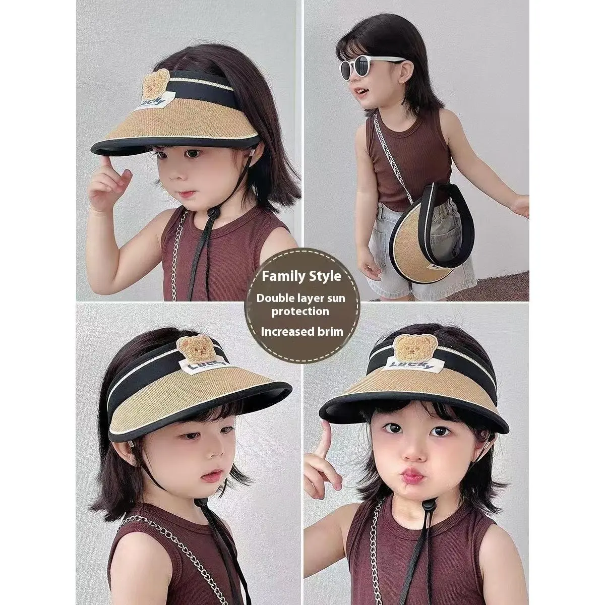 Children's Sun Hat Summer Sun Protection Hollow Breathable Foldable Fashionable Cute Outdoor UV Protection