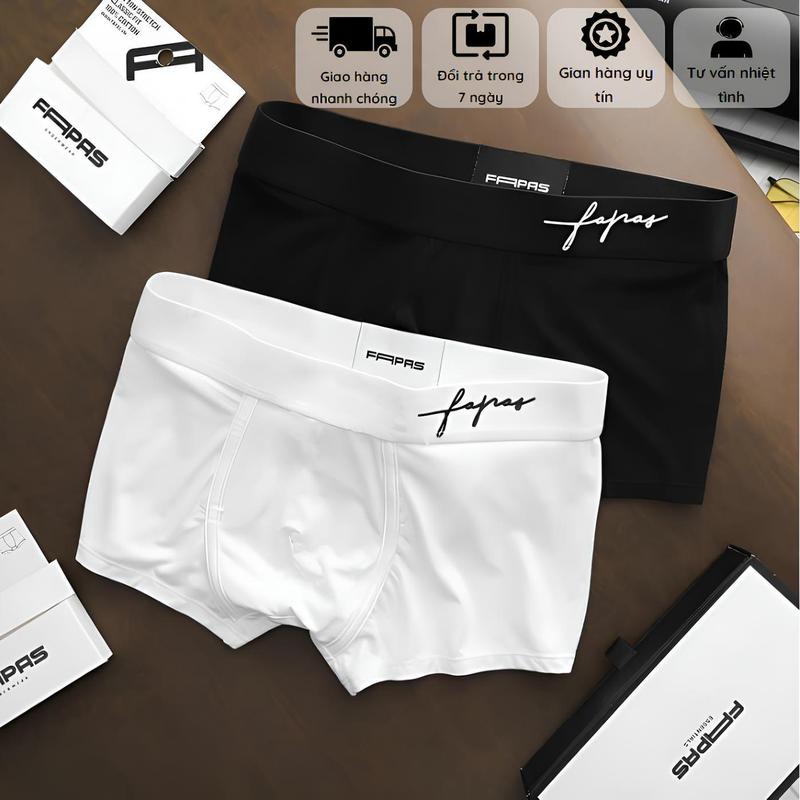 FAP [Combo 5 Chiếc] Quần Boxer Nam Chữ Ký Thun Lạnh Co Giãn 4 Chiều Cạp Chun Đẹp Bền Rẻ Size L-4XL Màu Đen Trắng Xanh Coban Than Xám