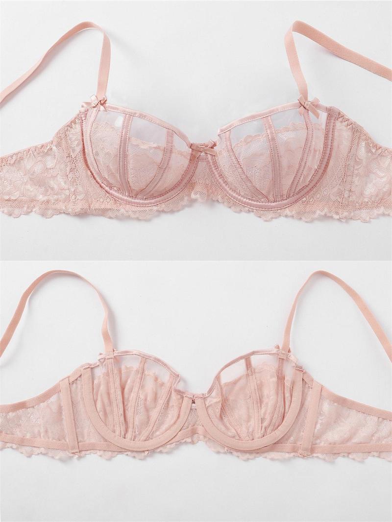 Product Introduction of Women's Bow Decor Floral Lace Bra, Elegant Adjustable Strap Push Up Bra Lingerie Top, Soft Comfortable Breathable Underwear for Women 13