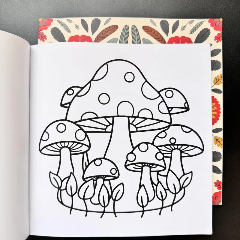 Mushroom Pattern Coloring Book, 2 Counts Botanical Theme Coloring Book, DIY Painting Supplies for Daily Leisure, Holiday Gift 8