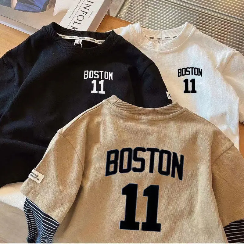 Áo Thun 100% Cotton, Phong Cách Mùa Xuân Và Mùa Thu, Dành Cho Bé Trai Và Bé Gái, Dáng Rộng Vừa Vặn, Dài Tay, Phong Cách Hàn Quốc, Thiết Kế Hoạt Hình Cho Bé, Thích Hợp Làm Đồ Lót Và Áo Sơ Mi Trẻ Em, 2024