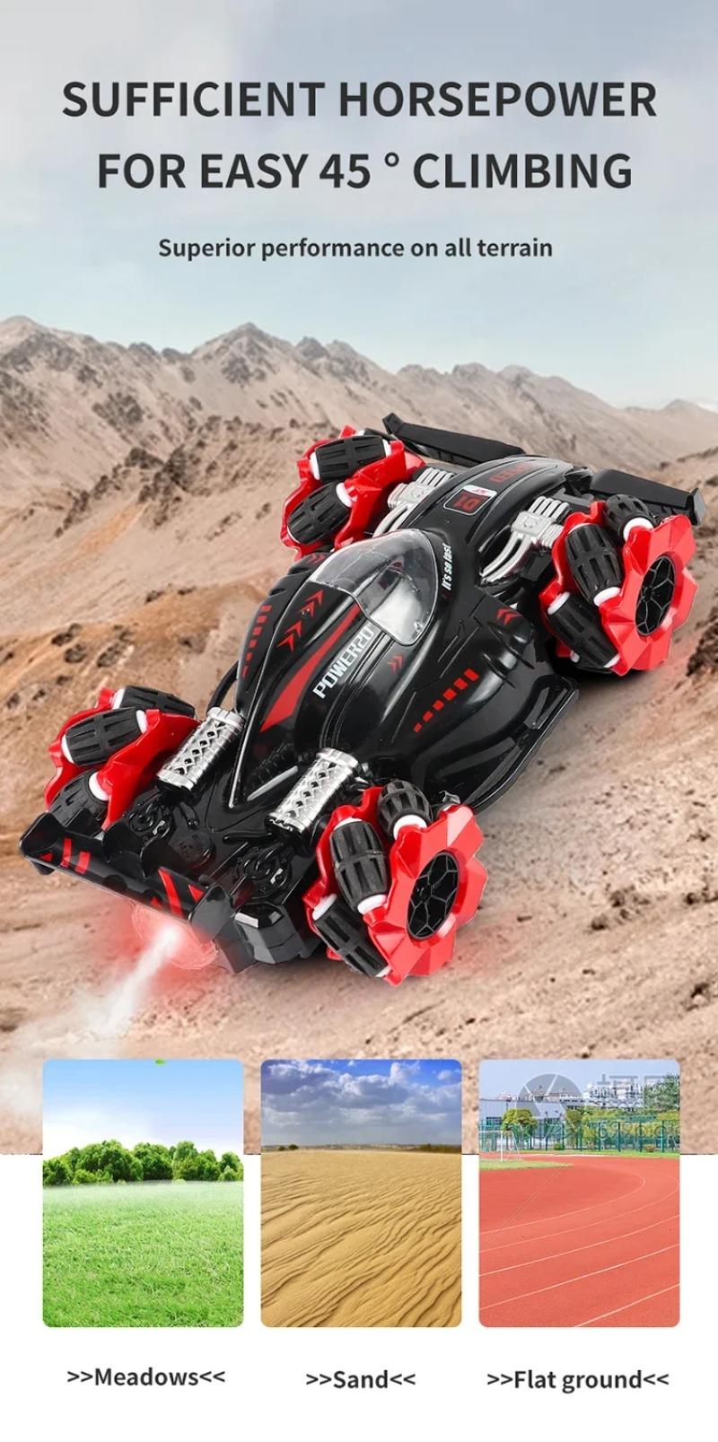 Product Introduction of 2.4G Remote Control Car Children's Toy Stunt Spray Car RC High-speed Off-road 4WD Light Music Drift Racing Birthday Gift 4
