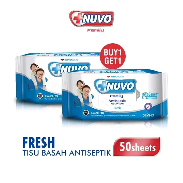 Nuvo Tisu Basah Antiseptic Biru Buy 1 Extra 1 Wipes