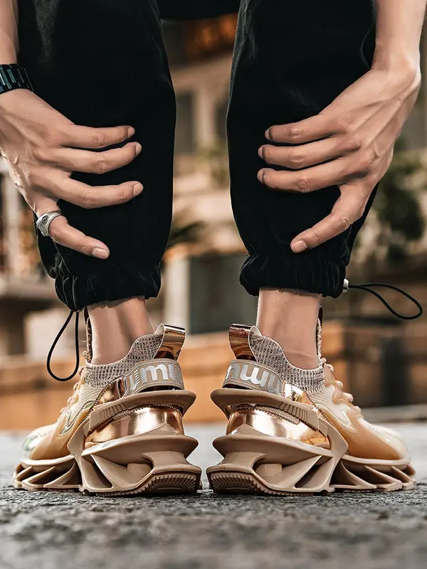 Men's Fashionable Patchwork Design Lace Up Sneakers, Casual Comfortable Breathable Sports Running Shoes, Male All-match Round Toe Shoes for Daily Wear 6