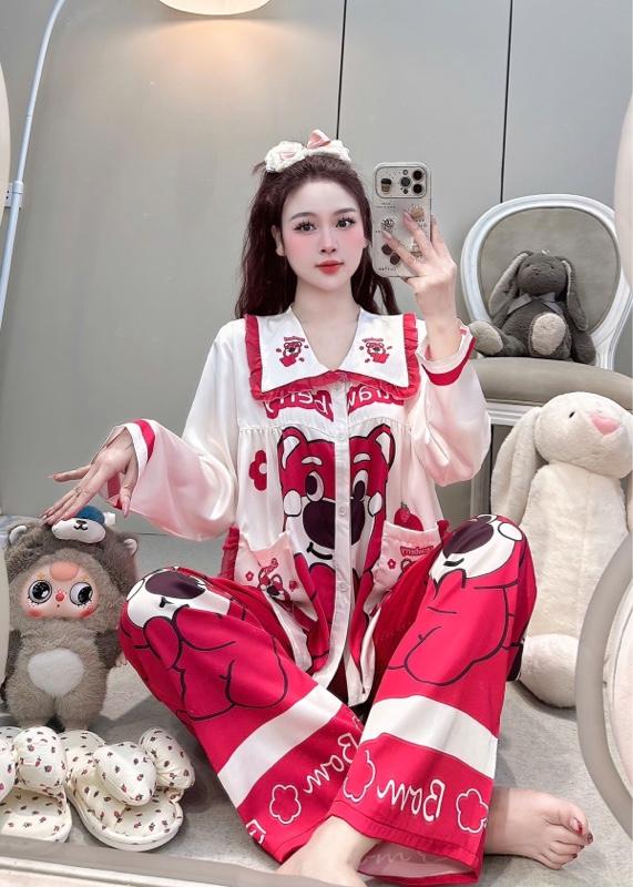 Product Introduction of Pijama-Bộ ngủ Lụa Latin cổ sen voan hoạ tiết dễ thương TD (Freesize 40-65kg) 8