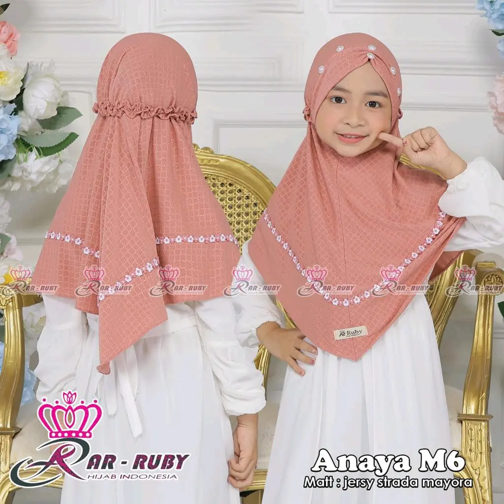 Hijab anak anaya untuk usia 4-10 tahun bahan strada mayora