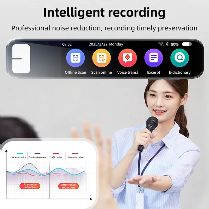 Bút phiên dịch thông minh S08 phiên bản mới Dịch trực tuyến 134 ngôn ngữ Scan văn bản và dịch hình ảnh Ghi âm thông minh 8