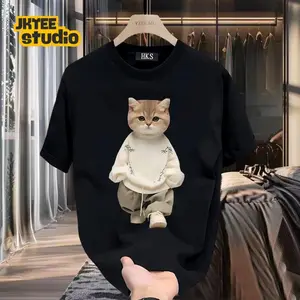 DeWardrobe Kaos Loose-Fit CAT Model step | Katun Premium Pria Wanita Unisex Lengan Pendek | Retro Streetwear Vintage Korean Style | COD