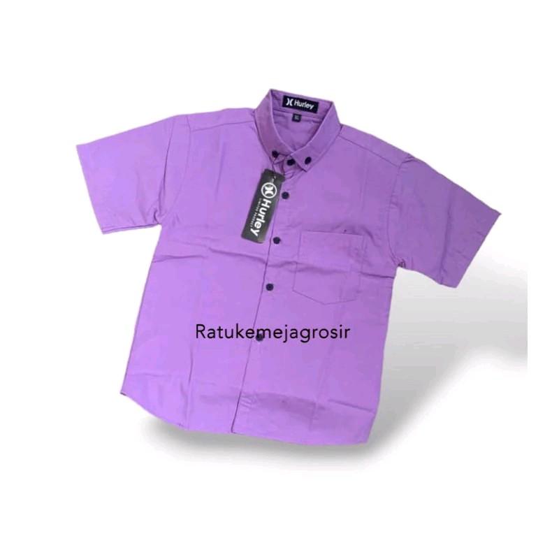 KEMEJA POLOS AYAH DAN ANAK PREMIUM 3-14 TAHUN WARNA UNGU LAVENDER W Baju 1