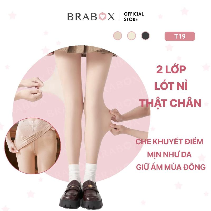 Quần tất 2 lớp lót nỉ che khuyết điểm, thật chân, giữ ấm có BIGSIZE BRABOX T19