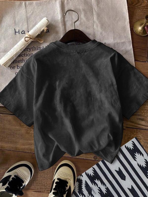 Women's Letter Print Round Neck Tee, Fashion Casual Crew Neck T-Shirt for Daily Holiday Vacation Outdoor Wear, Ladies Clothes for Summer, Top, Womenswear 8