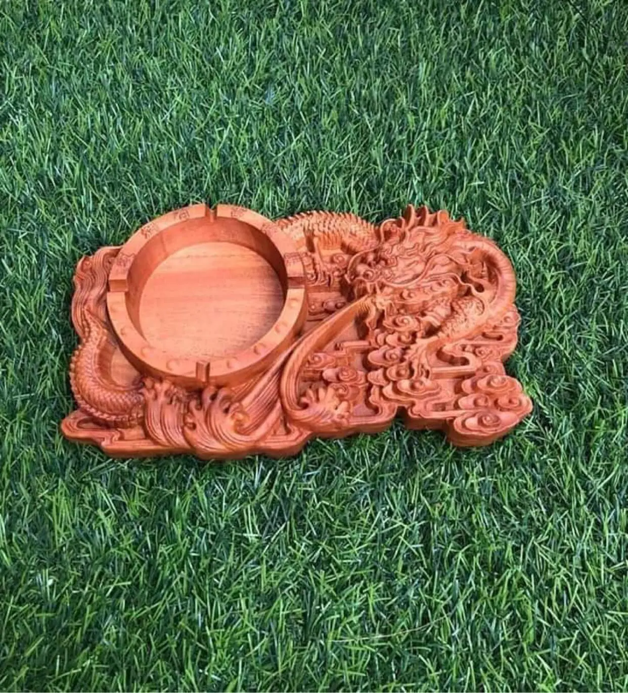 Gạt Tàn Gỗ nguyên khối trạm rồng