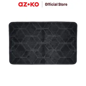AZKO Forhom 50X80 cm Keset Kamar Mandi Microfiber Cube - Abu-Abu Tua Bathmat Motif Kain Lap Kaki Toilet Bathroom Door Mat Alas Lantai