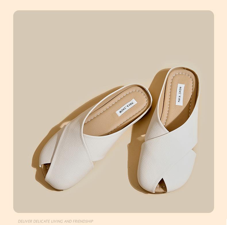 Product Introduction of French Style Closed Toe Slippers for Girls Summer Outdoor Walking Shoes 2024 New Fashion All-Matching Women's Flat Sandals walking shoes footwear girl comfort Parent Knee 15