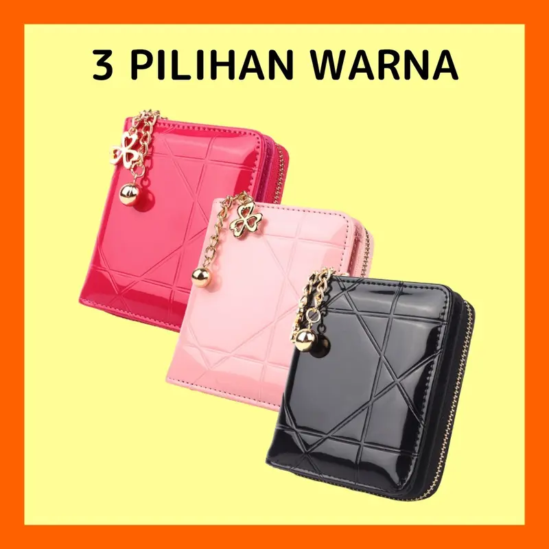DOMPET KECIL WANITA KULIT GLOSSY  ABG FASHION KOREA MURAH BATAM ESTER BRANDED LIPAT RESLETING 0