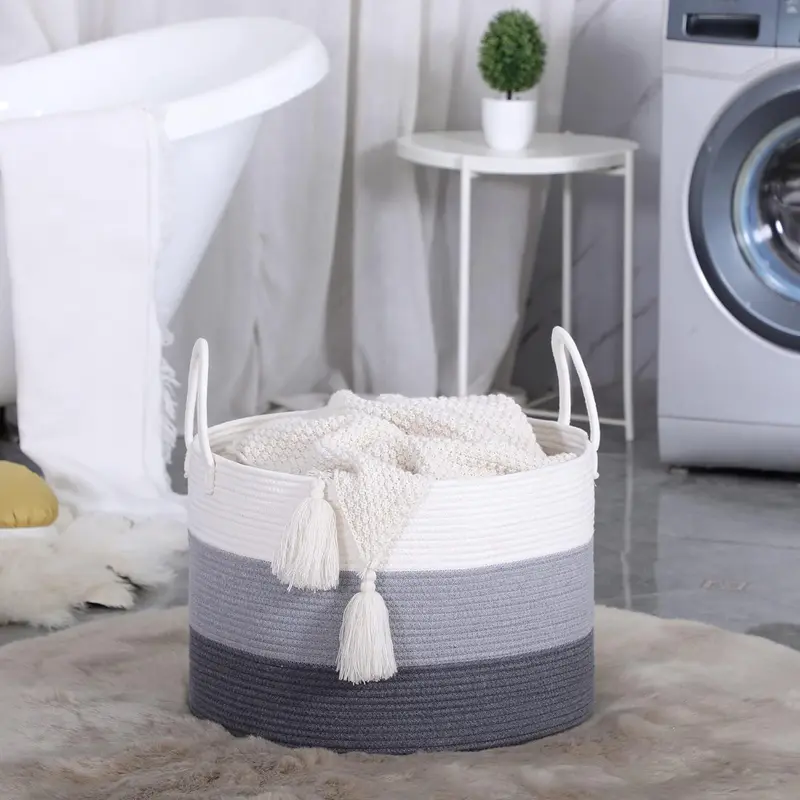 Large Capacity Clothes Basket with Handle, Summer Foldable Laundry Basket, Bathroom Accessories, Storage Basket for Home Laundry Room, Bedroom, Living Room 2