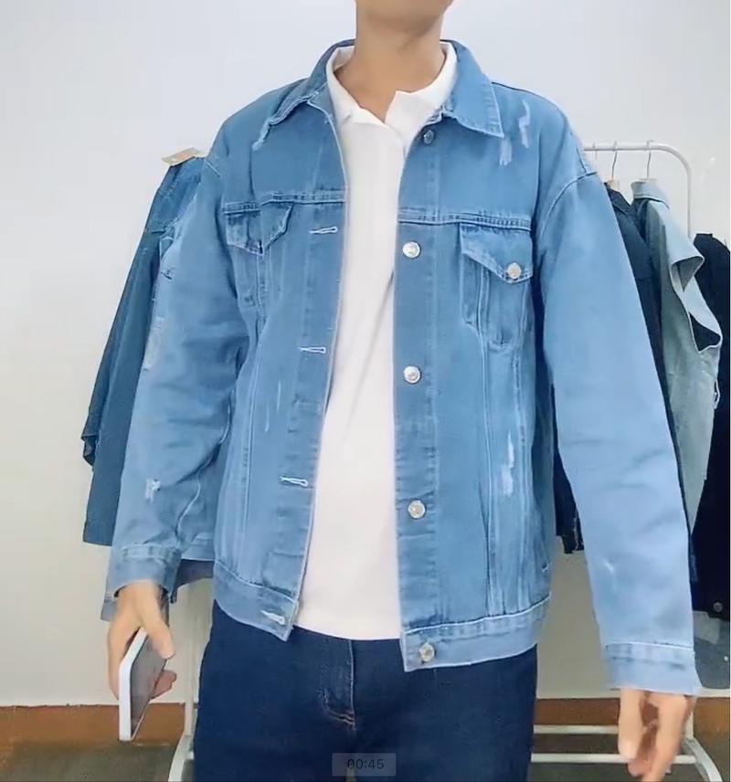 Product Introduction of Áo khoác jean màu xanh rách BB mới ra form rộng unisex bigsize 40-85kg 19