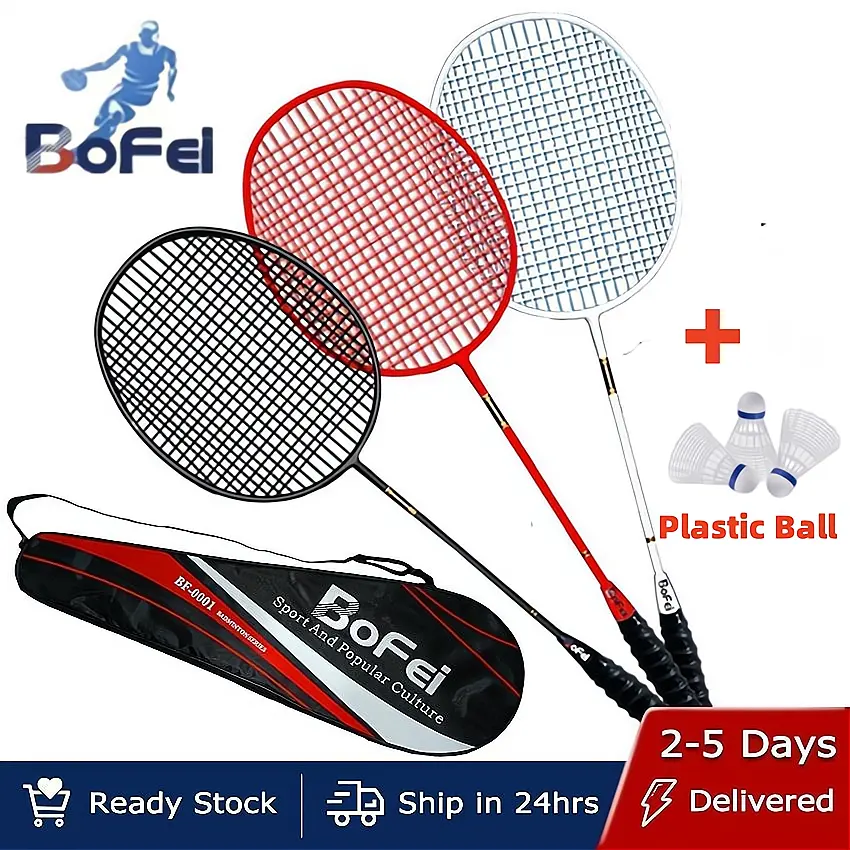 Original 1Pcs/2Pcs badminton racket 100% full carbon single 4U 24lbs 86g Bofei 777 training set cau long