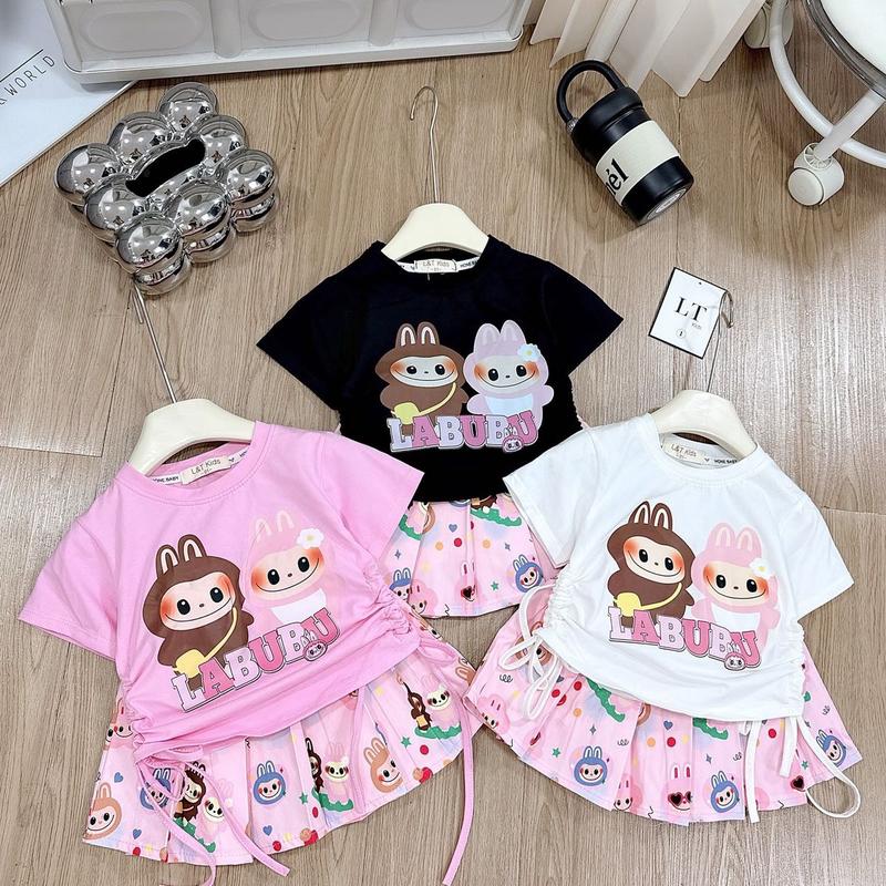 Sét chân váy sếp ly, áo rút sường cho bé gái 0