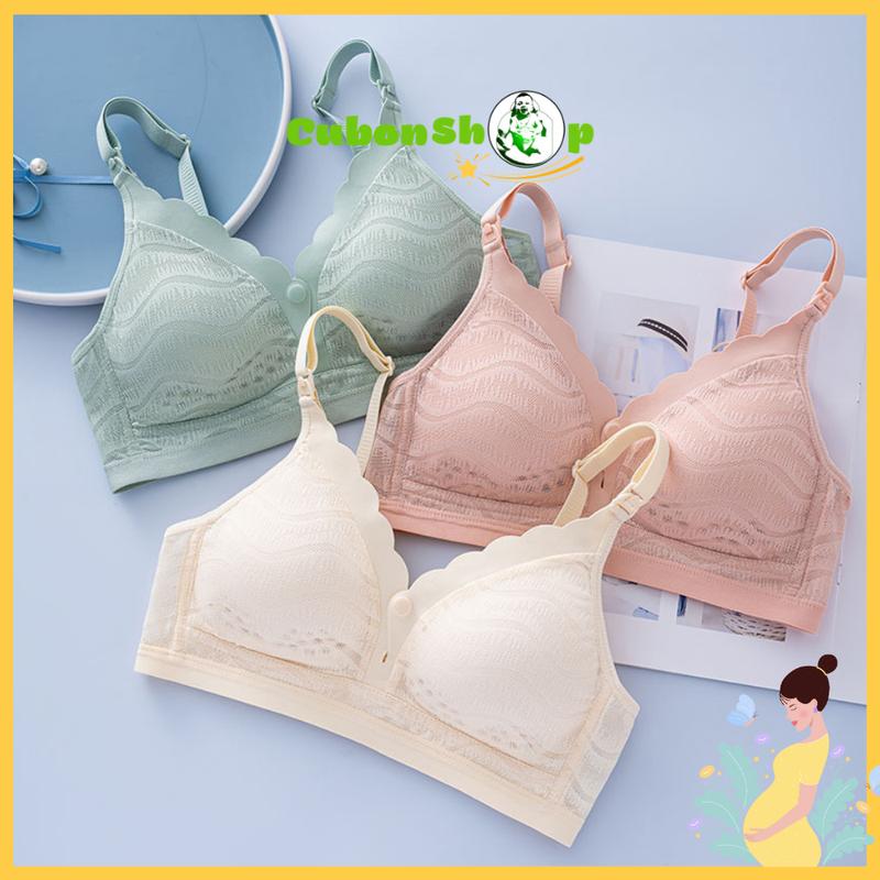(Tặng Nới áo)Áo lót bà bầu Ren viền Su CubonMama 214, Áo ngực cho con bú Chống chảy xệ, không gọng, cúp ngực mỏng