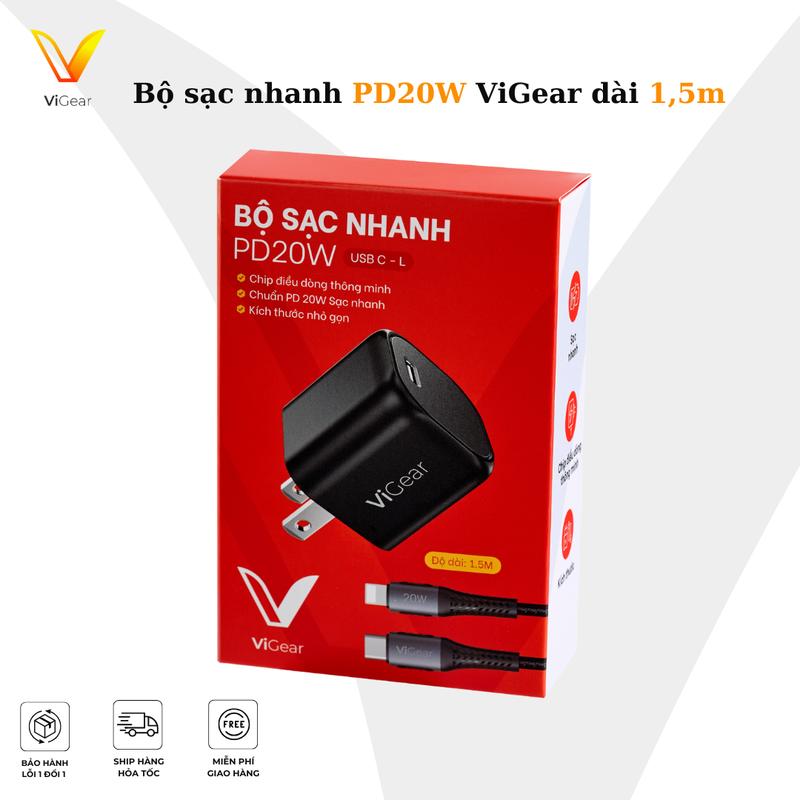  Bộ Củ Cáp Sạc Nhanh Vigear PD 20W Dành Cho iPhone iPad Samsung Chính Hãng Phụ Kiện Sạc C-L C-C dành cho điện thoại Usb BS01 