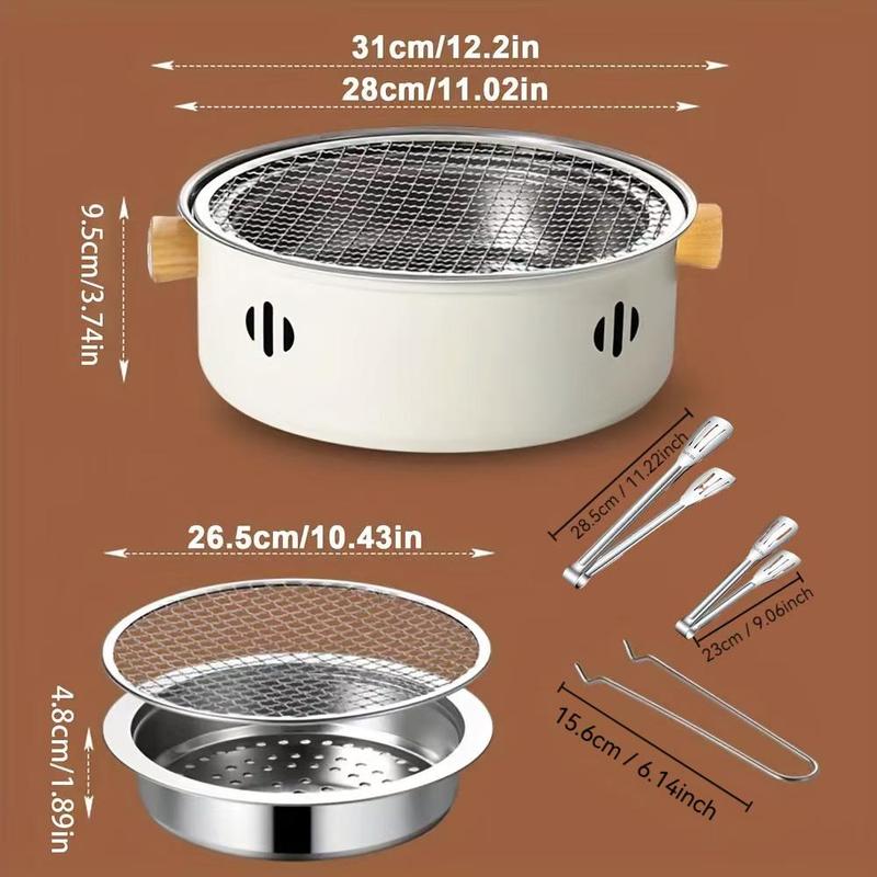 Product Introduction of Portable Stainless Steel Barbecue Grill, 1 Set Barbecue Grill with 6 Counts Clips, Household Barbecue Charcoal Grill for Home, Outdoor, Camping 1