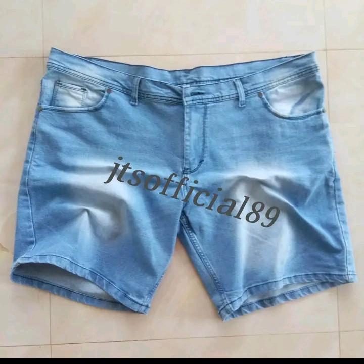 celana jeans pendek pria bahan stret/ melar ukuran extra super jumboretro Santai bigsize Shorts Pria Distro 3