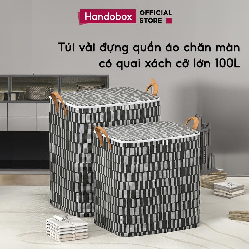 Túi Đựng Quần Áo Chăn Màn Handobox Vải Chống Nước Giỏ Đựng Quần Áo Gấp Gọn Cỡ Lớn 100L 140L Tiện Lợi Rổ tuivai dung
