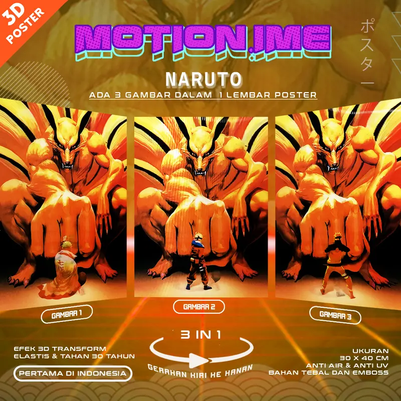 3D Poster Lenticular Naruto Sasuke Itachi Anime Hiasan Dinding Wall Decor 1
