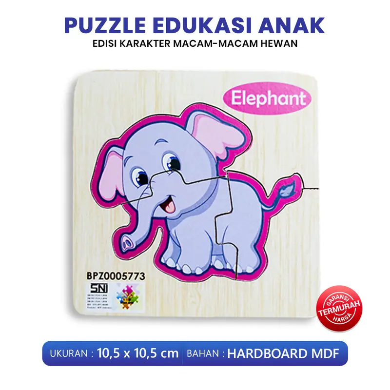 Puzzle Edukasi Anak / Puzzle Kayu / Puzzle Anak Seri Hewan Lion Turtle Bee panda Elephant Monkey Ukuran 10 Bahan MDF / King Puzzle Edukasi - BPZ 2