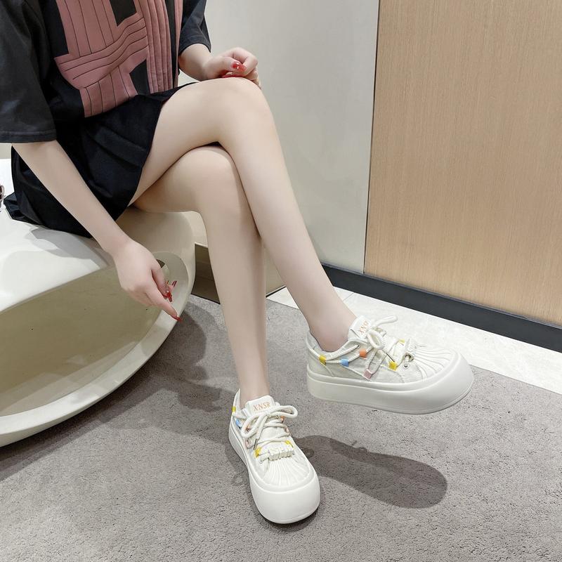 giày thể thao nữ cute , chất liệu vải canvas đế cao 5cm kiểu dáng mới , basic , dế phối đồ Sneaker Shoes Cổ Cao 5