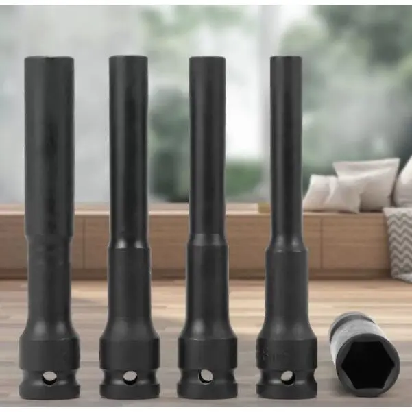 4PCS Mata Kunci Shock Cover /  Kunci Shock Panjang / 8-14mm Extra Panjang 130mm (13cm) High Hardness 1/2 Hex Socket Head Adapter for Electric Wrench and Lithium Wrench Driver Socket Sleeve 3