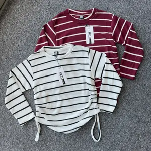 Top Anak Atasan Lengan Panjang Serut Salur Anak usia 4-12 Tahun