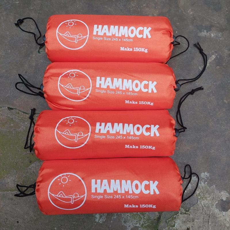 HAMMOCK MATAHARI GOLD OUTDOOR ADVENTURE SIZE 245X145CM +2PCS TALI HAMMOCK Camping Gantung 6