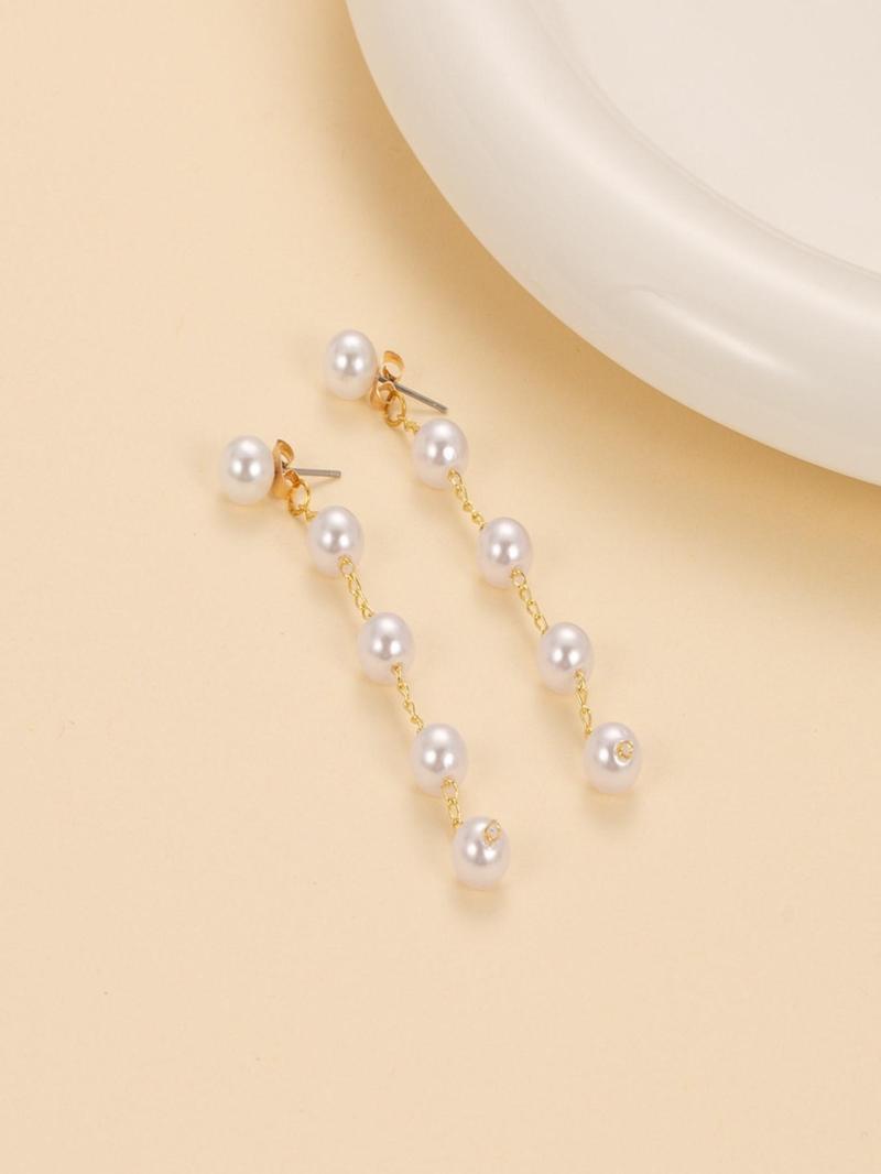 Product Introduction of Elegant Faux Pearl Decorated Earrings, Fashionable Jewelry for Women, Trendy All-match & Exquisite Jewelry for Birthday Gift 6