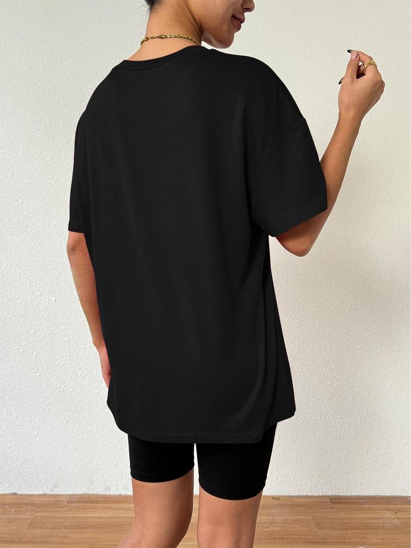 Product Introduction of Women's Floral Print Drop Shoulder Tee, Casual Half Sleeve Round Neck T-Shirt for Summer, Ladies Clothes for Daily Wear 13